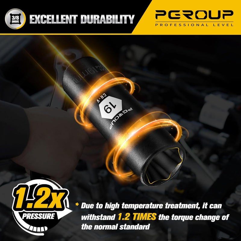 pgroup 3/8” Drive Deep Impact Socket, Metric(19mm socket), 6-Point, Cr-V Steel With Black Manganese Phosphate Coating - Image 3